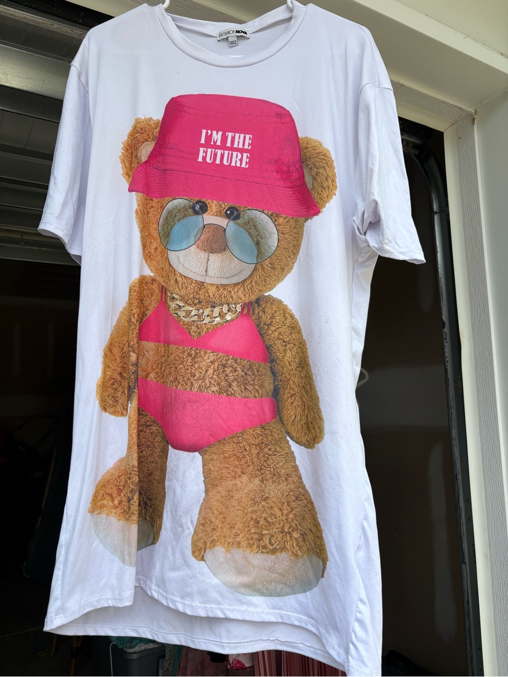 Fashion Bear Graphic Tee dress - Pink Accent